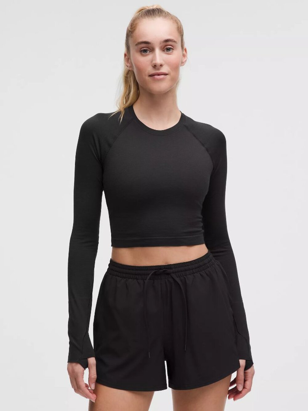 Lululemon Swiftly Tech Cropped Long-Sleeve Shirt 2.0 Athletic Black Size 4